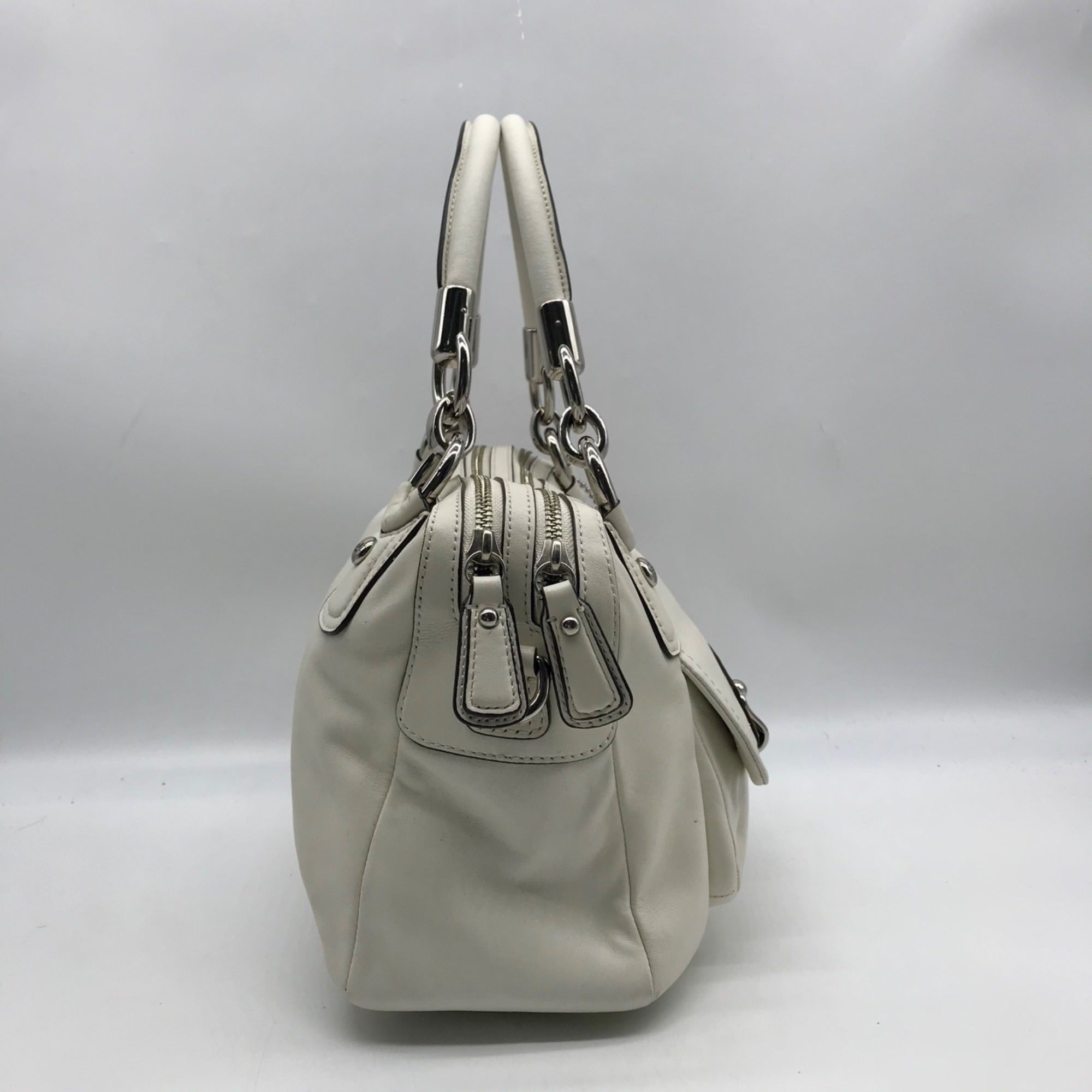 Coach White Leather Vintage Kristin Double Zip Satchel F22304