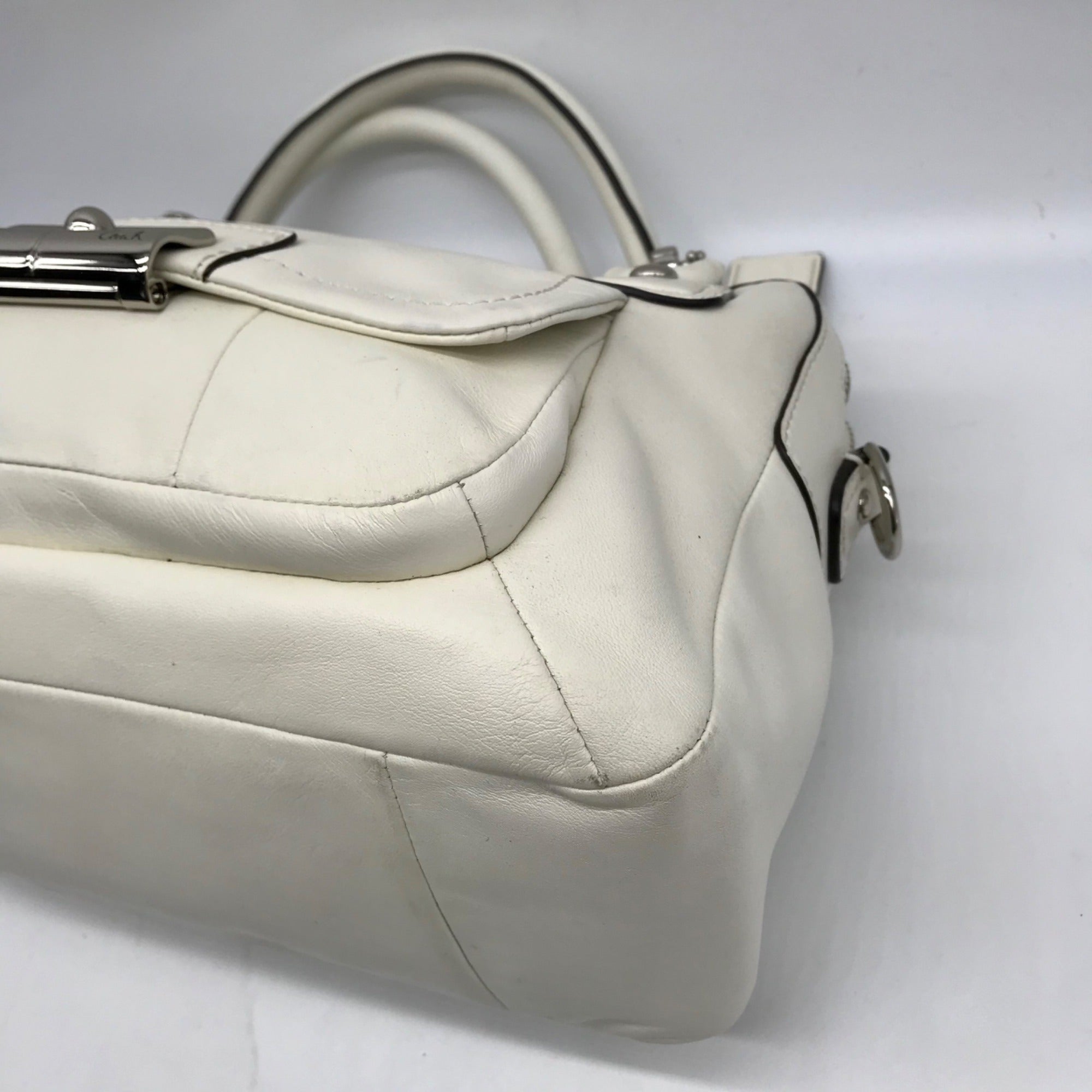 Coach White Leather Vintage Kristin Double Zip Satchel F22304