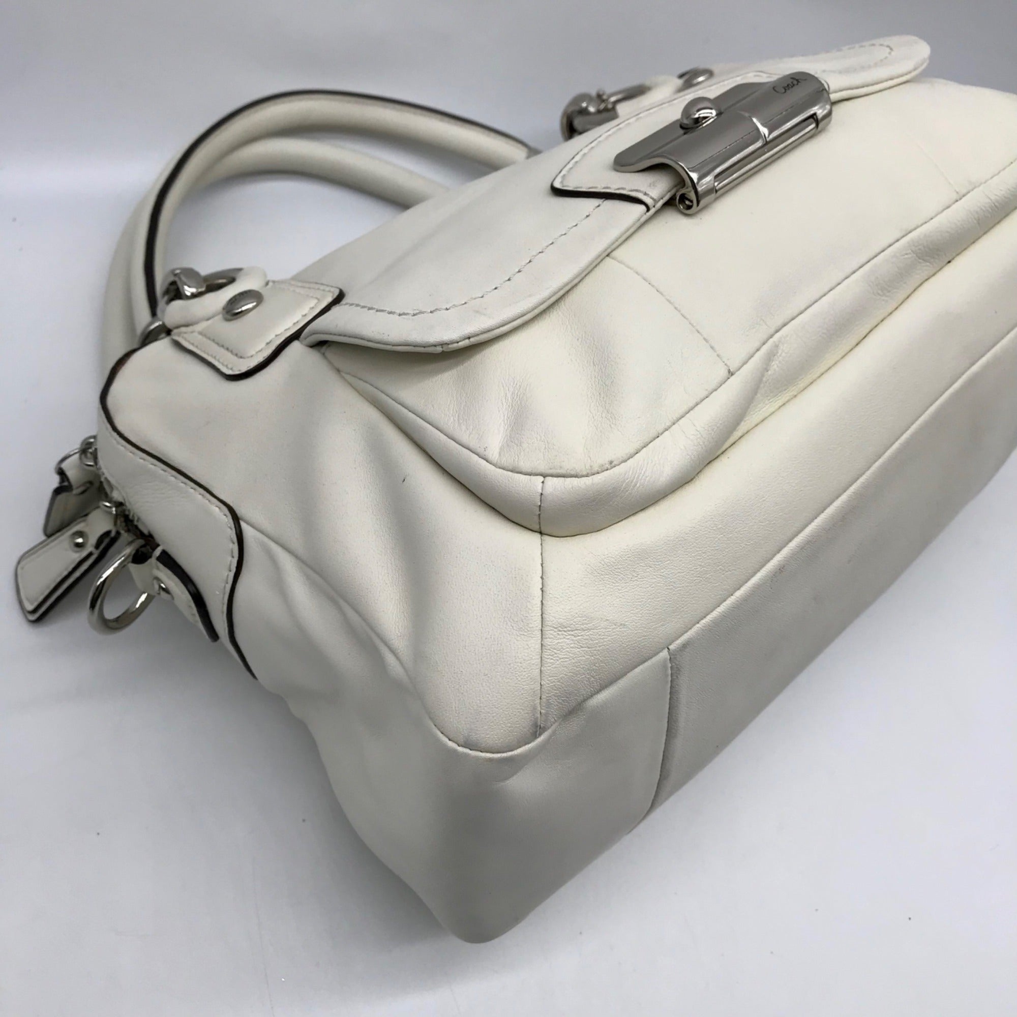 Coach White Leather Vintage Kristin Double Zip Satchel F22304