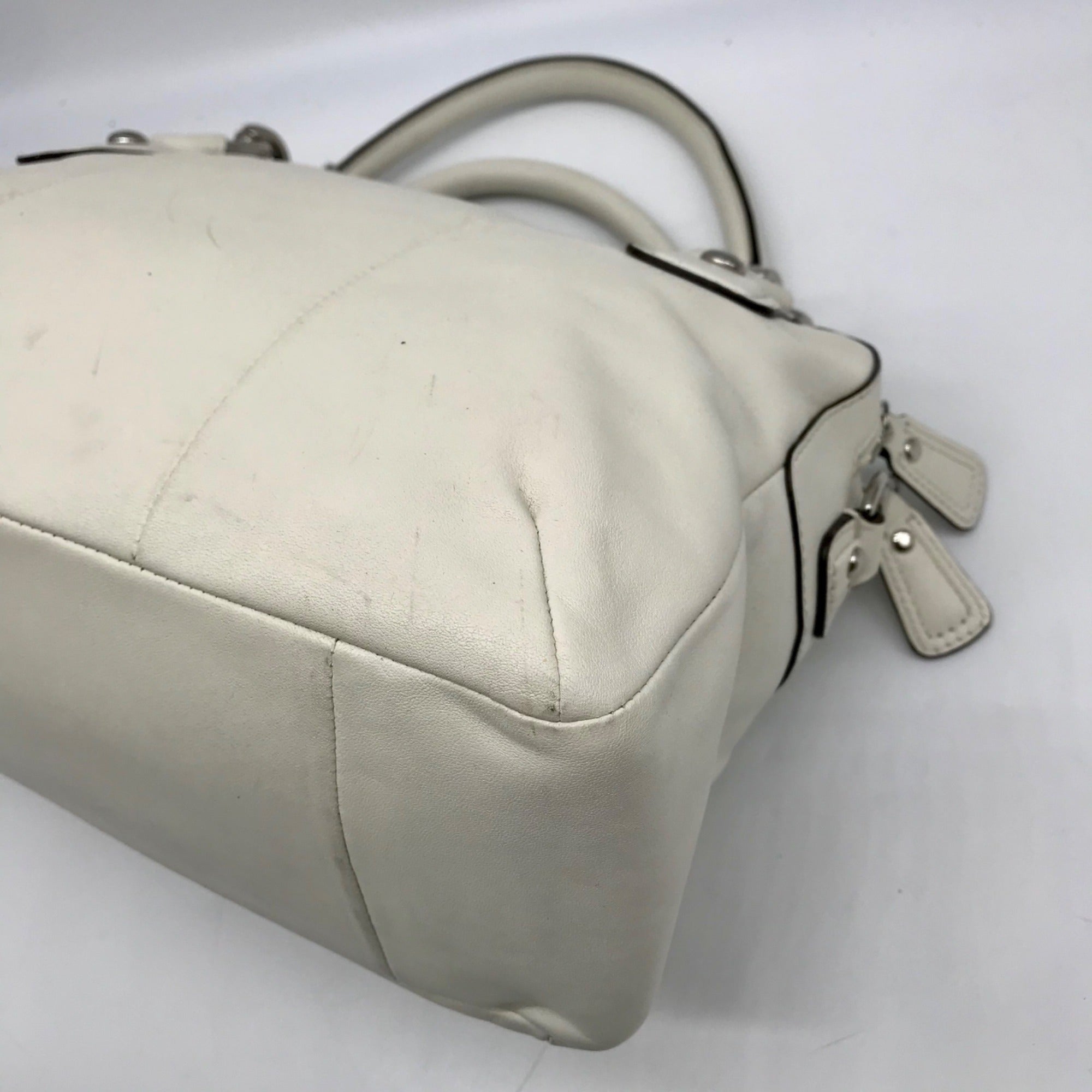 Coach White Leather Vintage Kristin Double Zip Satchel F22304