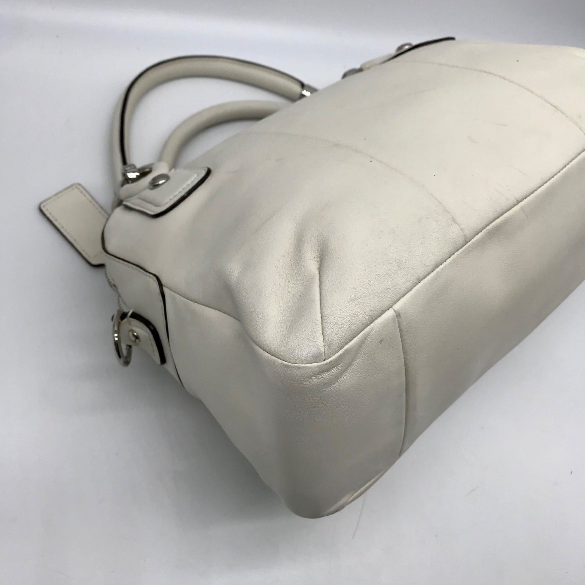 Coach White Leather Vintage Kristin Double Zip Satchel F22304