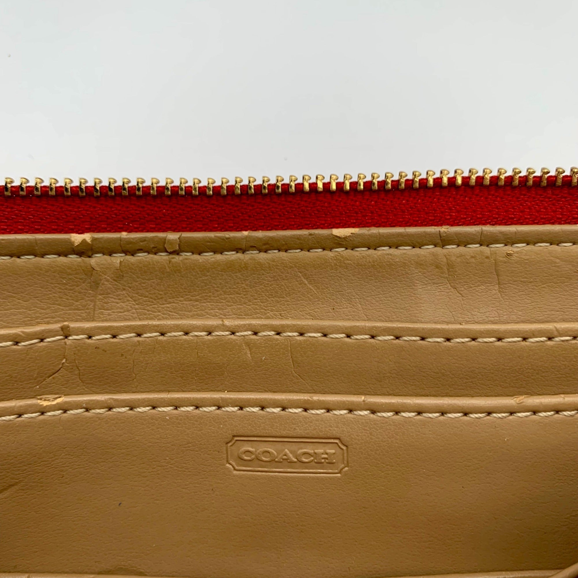 Coach Red Cherry Leather Ashley Zippy Wristlet