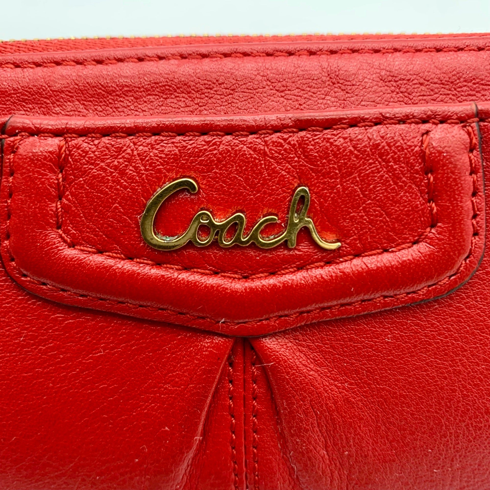 Coach Red Cherry Leather Ashley Zippy Wristlet