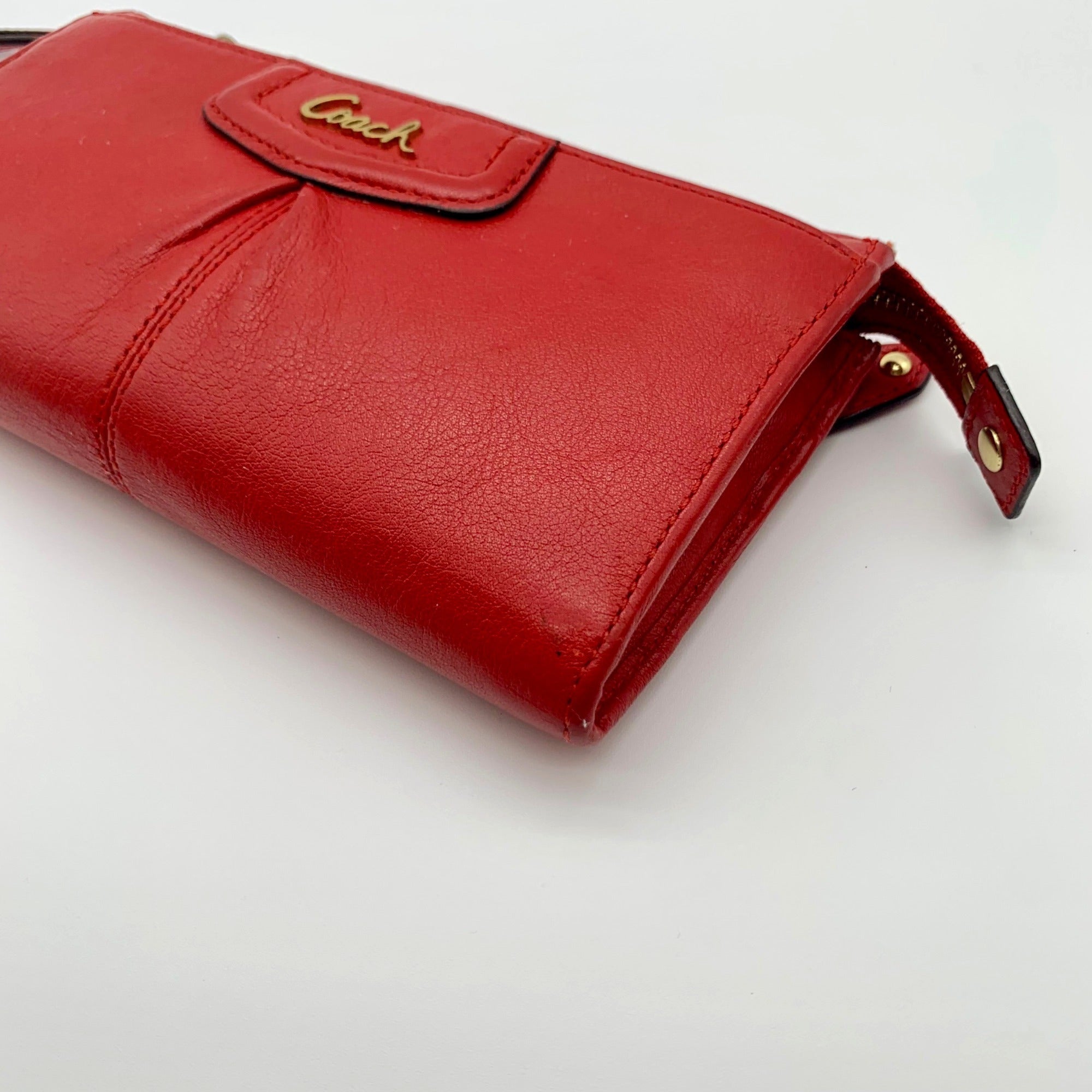 Coach Red Cherry Leather Ashley Zippy Wristlet