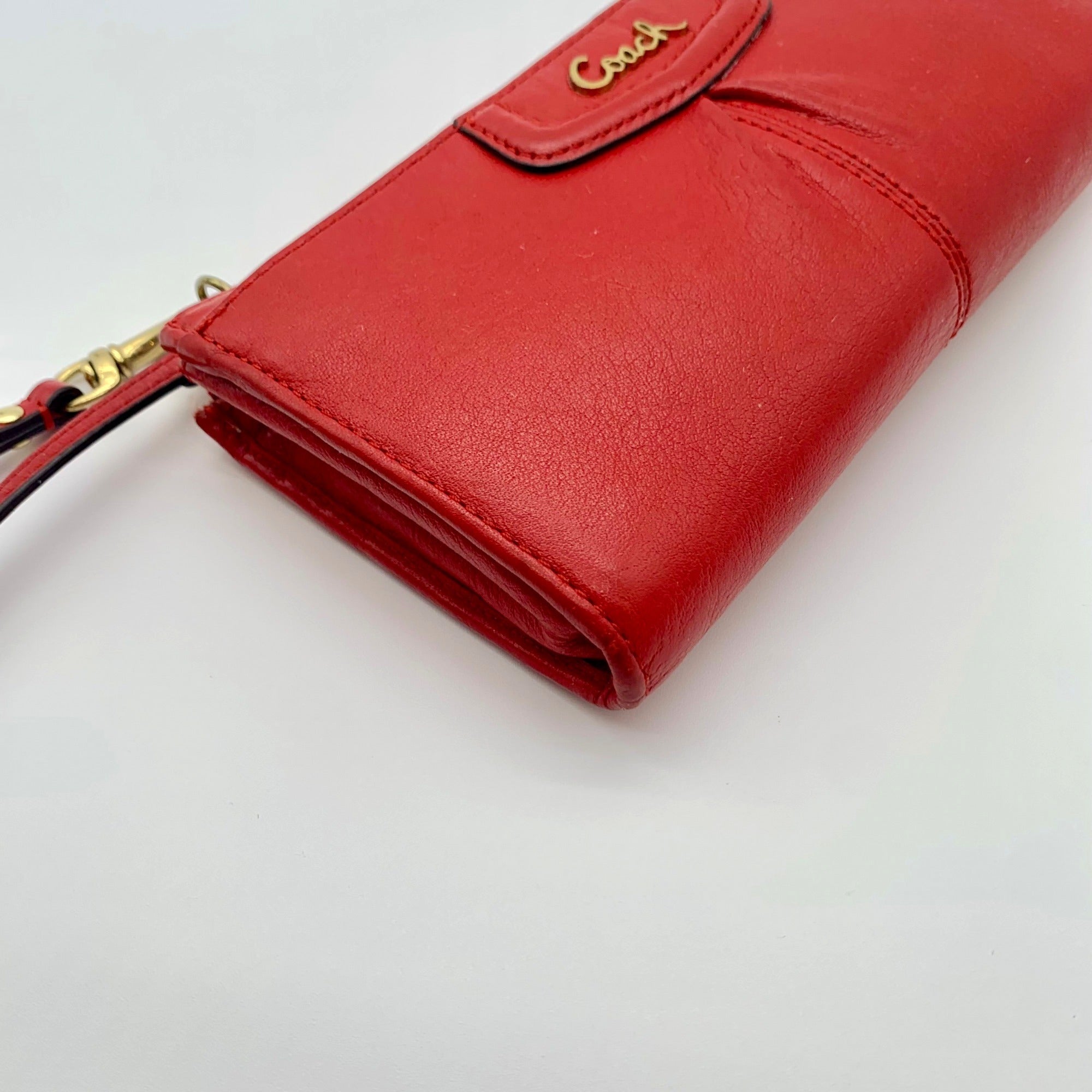 Coach Red Cherry Leather Ashley Zippy Wristlet