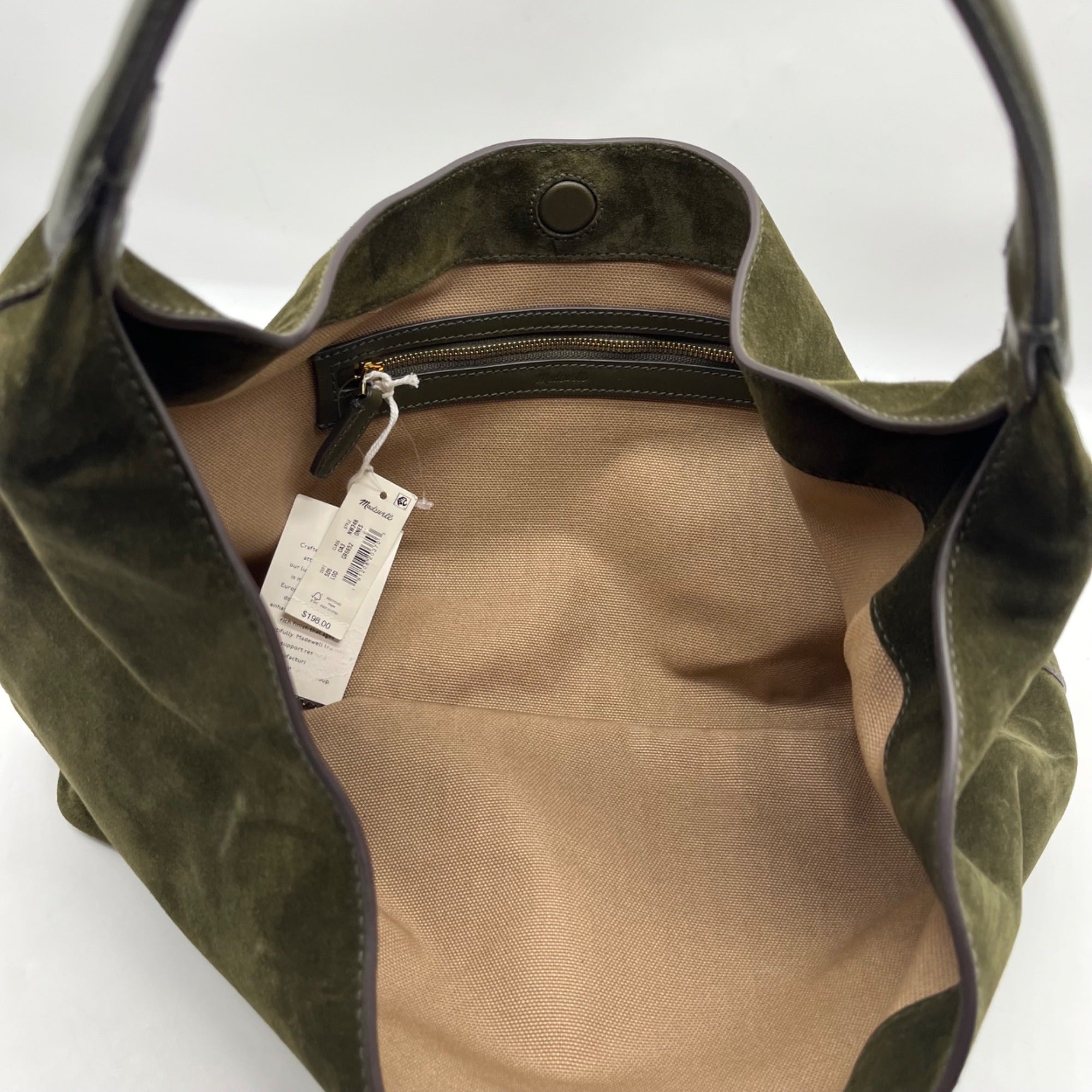 Madewell the Mylie Green Suede Shoulder Bag