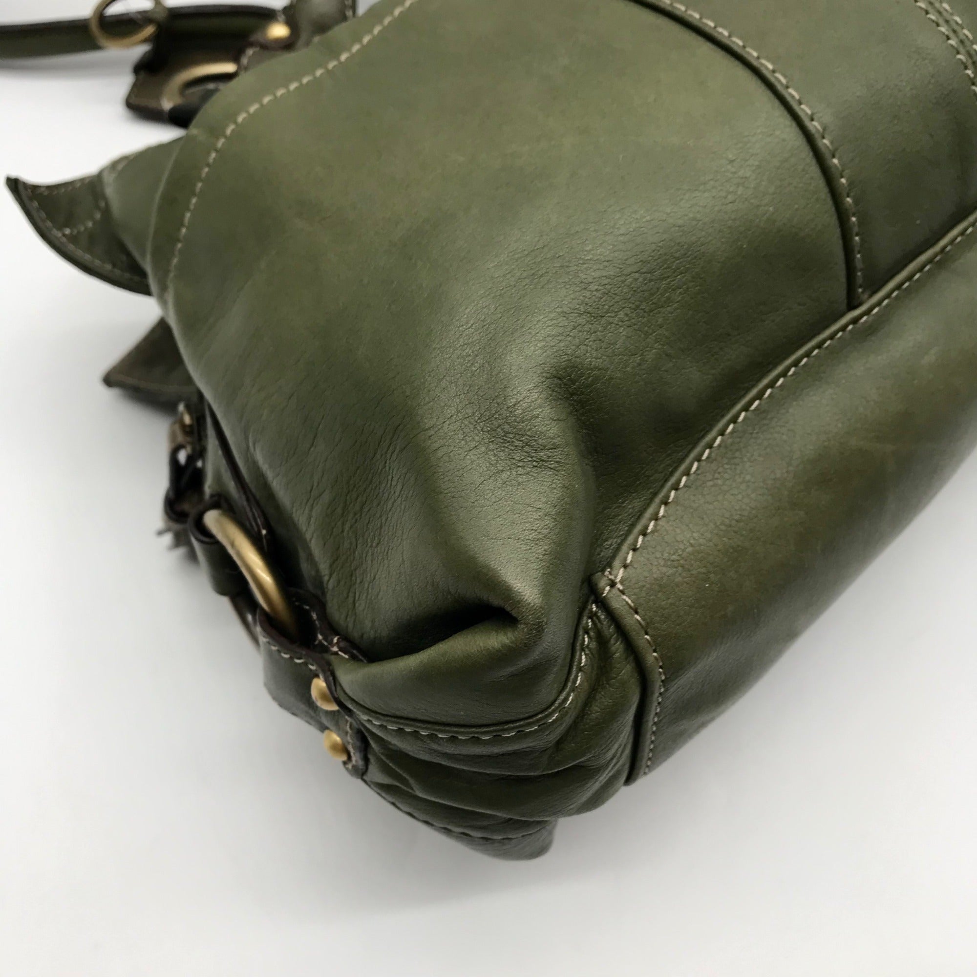 Tignanello Green Leather Multipocket Shoulder Bag