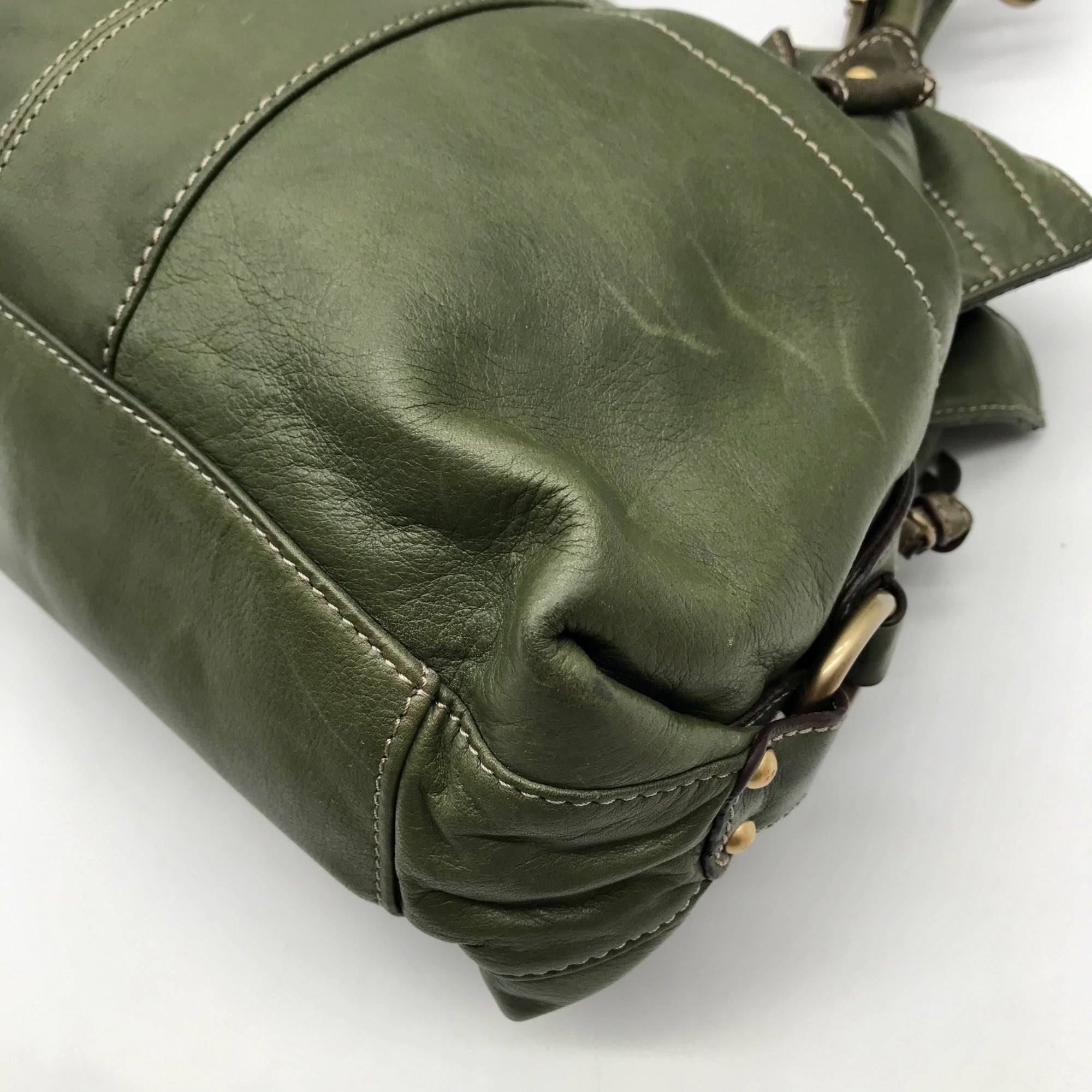 Tignanello Green Leather Multipocket Shoulder Bag
