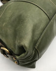Tignanello Green Leather Multipocket Shoulder Bag