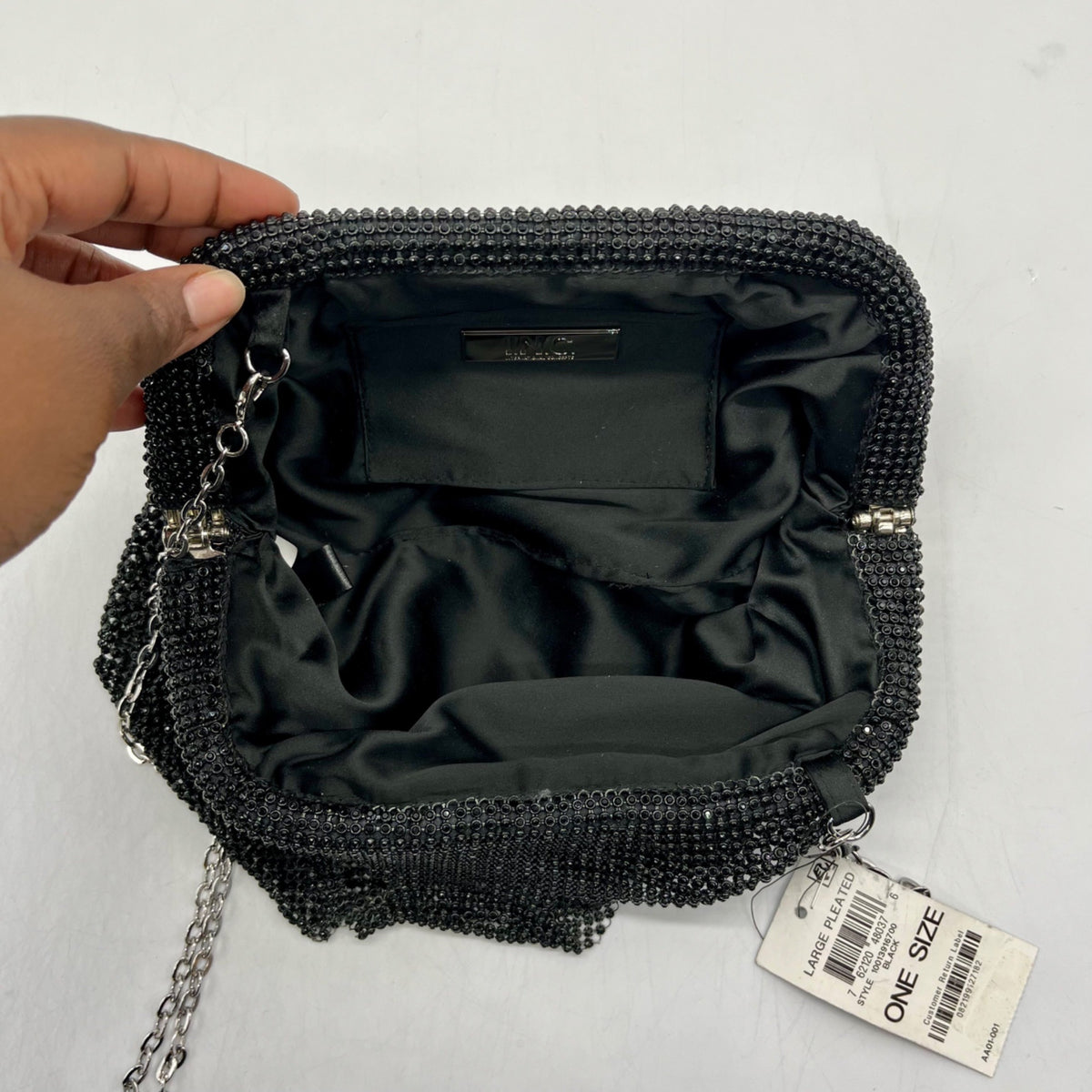 I.N.C International Concepts Black Mesh Pleated Clutch