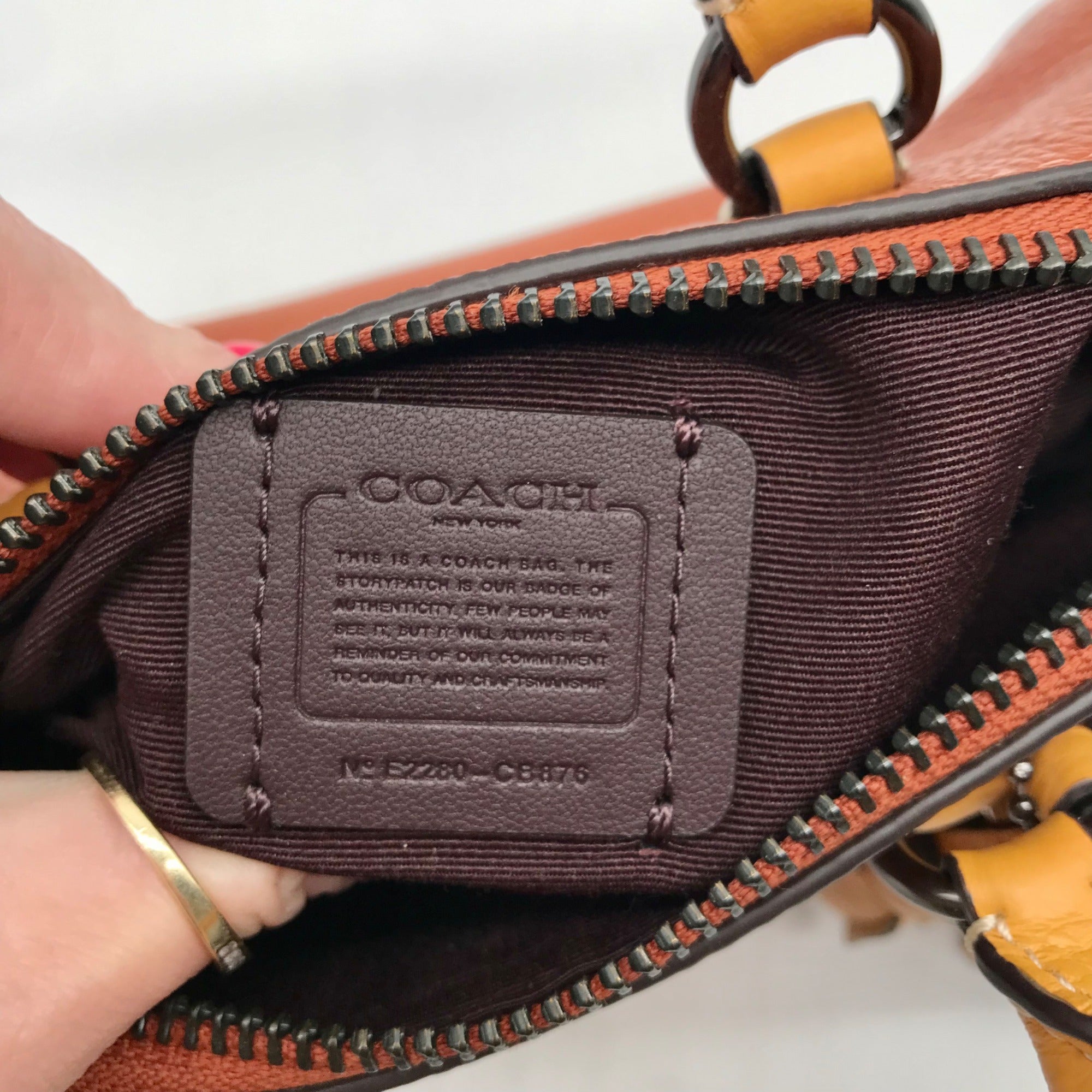 Coach Orange Pebbled Leather Lacey Crossbody Bag CB876