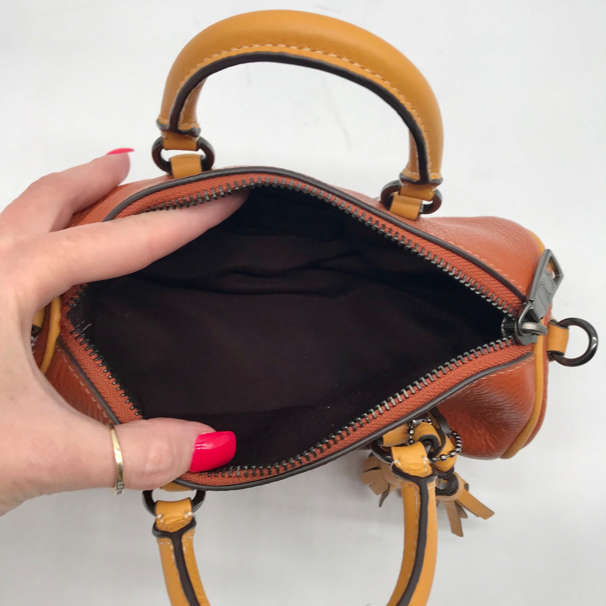 Coach Orange Pebbled Leather Lacey Crossbody Bag CB876