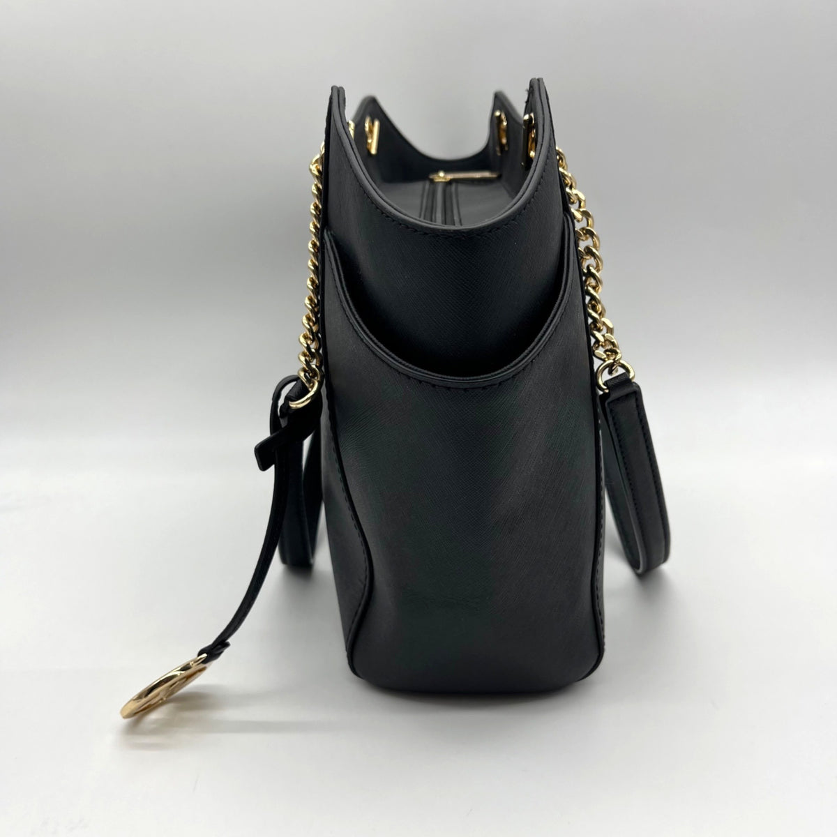 Michael Kors Black Saffiano Leather Jet Set Travel Chain Tote Bag