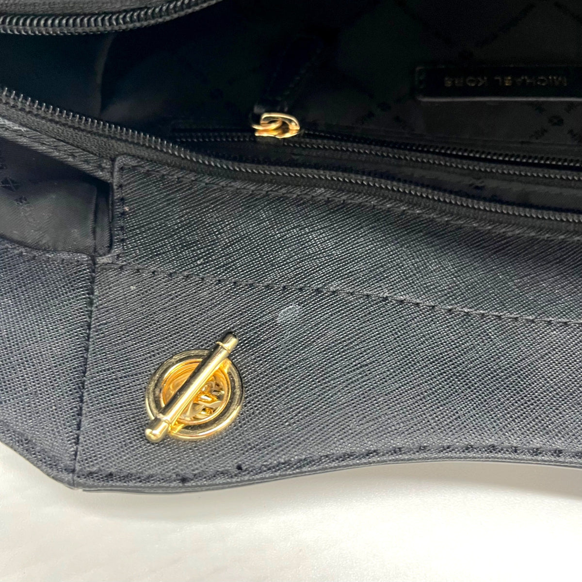 Michael Kors Black Saffiano Leather Jet Set Travel Chain Tote Bag
