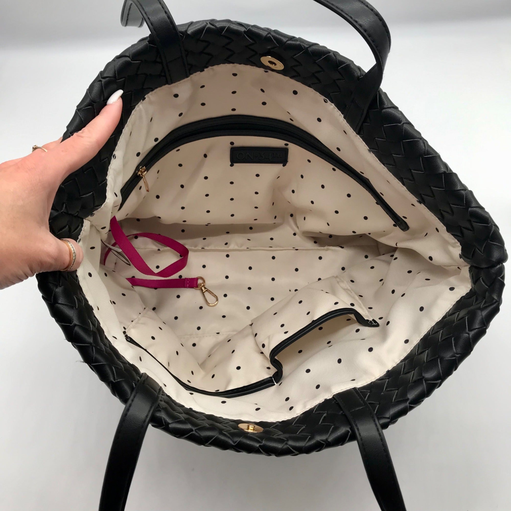 On 34th Black Woven Tote Bag