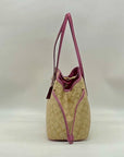 Coach Beige Monogram Canvas Shoulder Bag