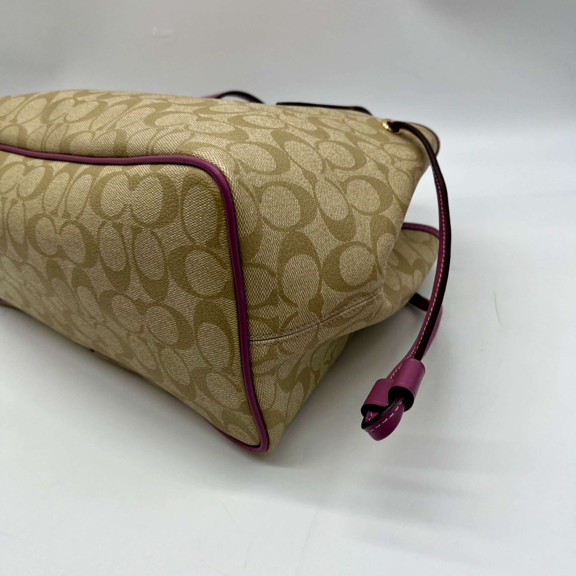 Coach Beige Monogram Canvas Shoulder Bag