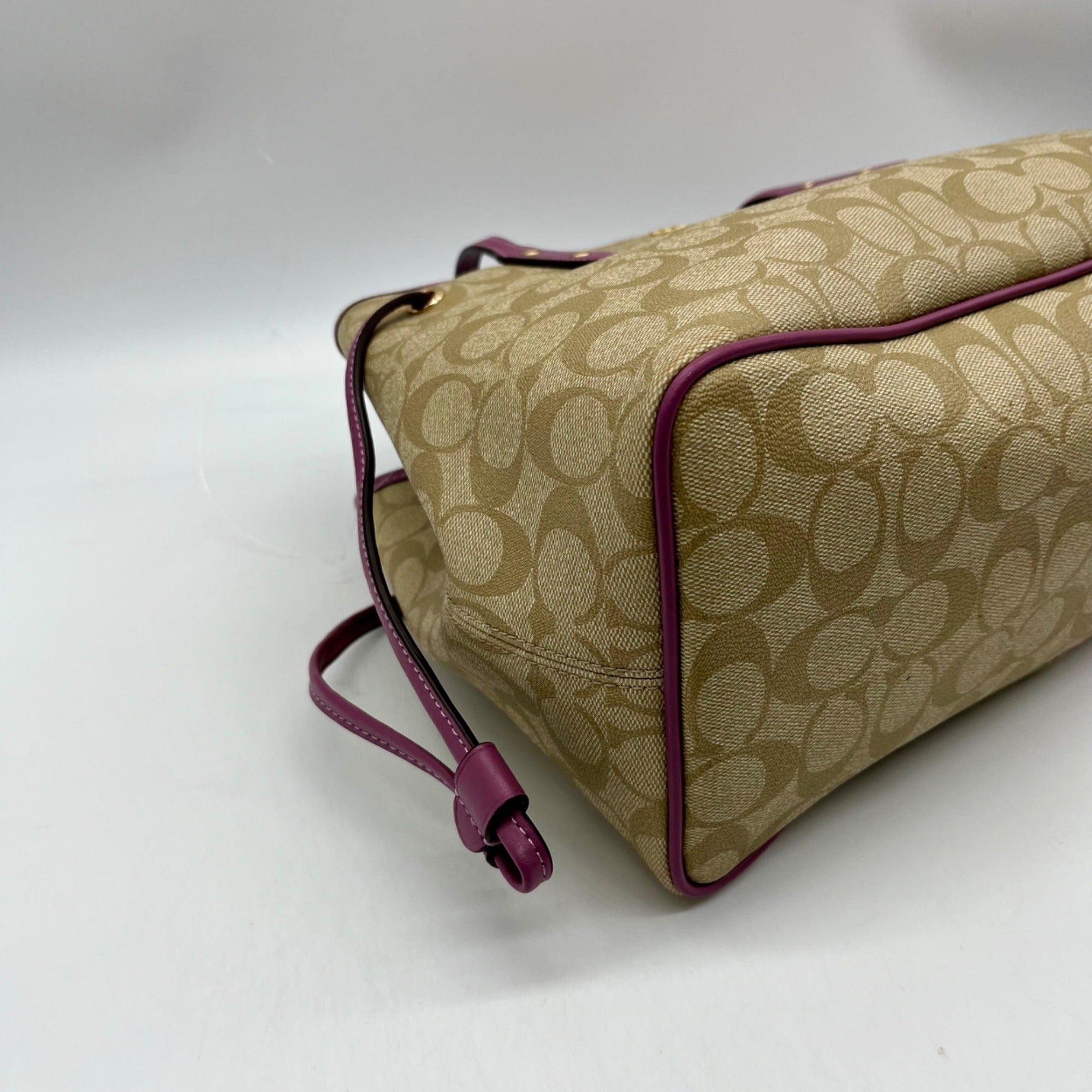 Coach Beige Monogram Canvas Shoulder Bag