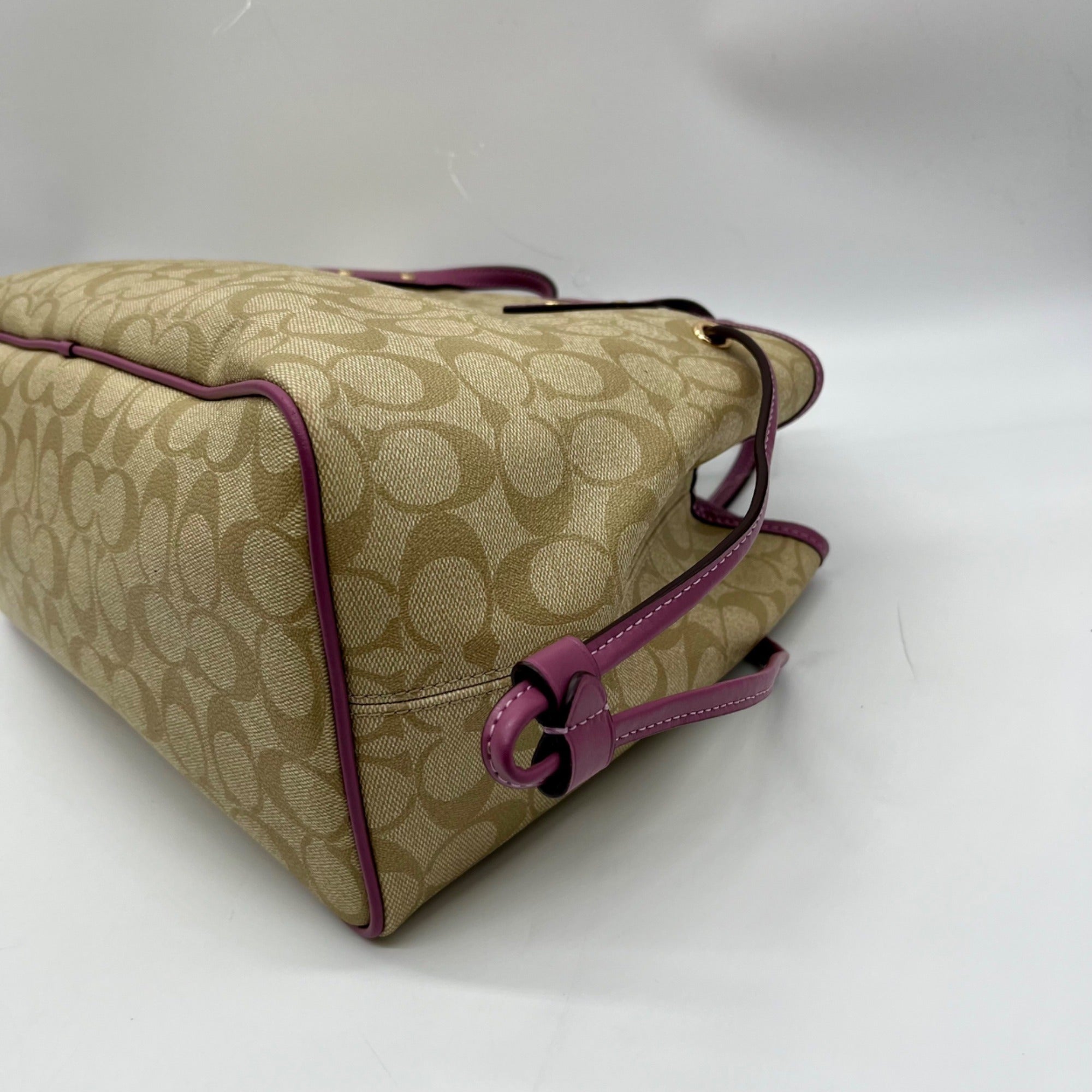 Coach Beige Monogram Canvas Shoulder Bag