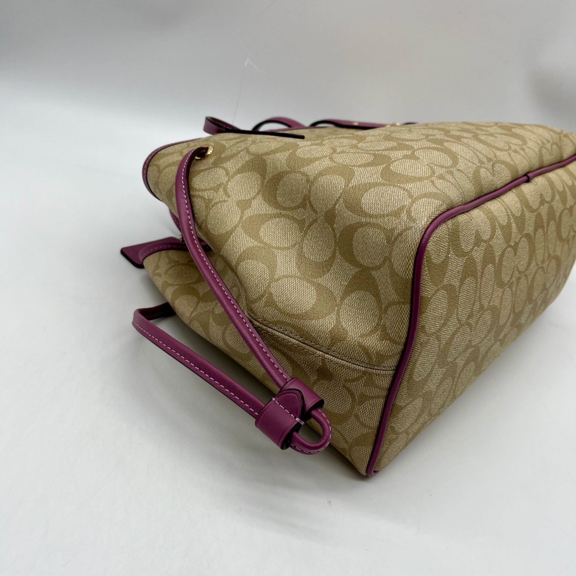 Coach Beige Monogram Canvas Shoulder Bag