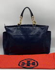 Tory Burch Large Navy Snake Shiny embossed leather Tote bag