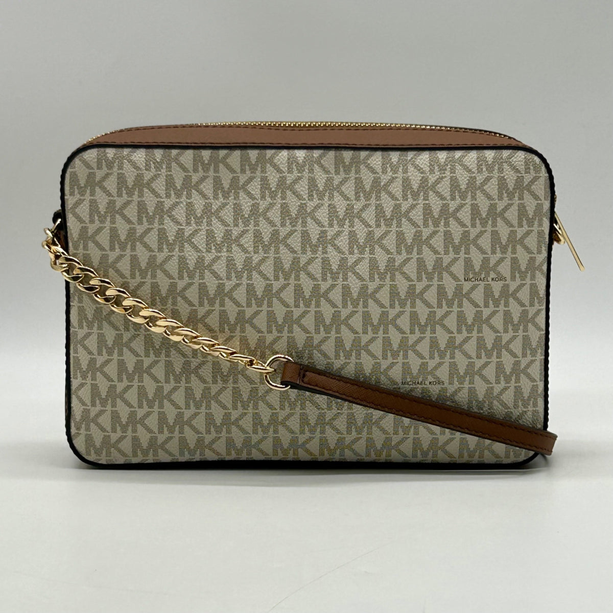 Michael Kors Cream Monogram Coated Canvas Crossbody Bag