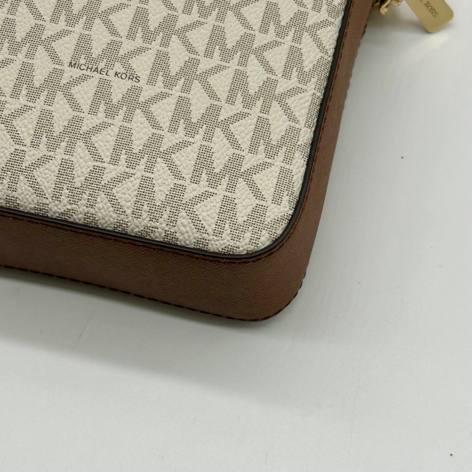 Michael Kors Cream Monogram Coated Canvas Crossbody Bag