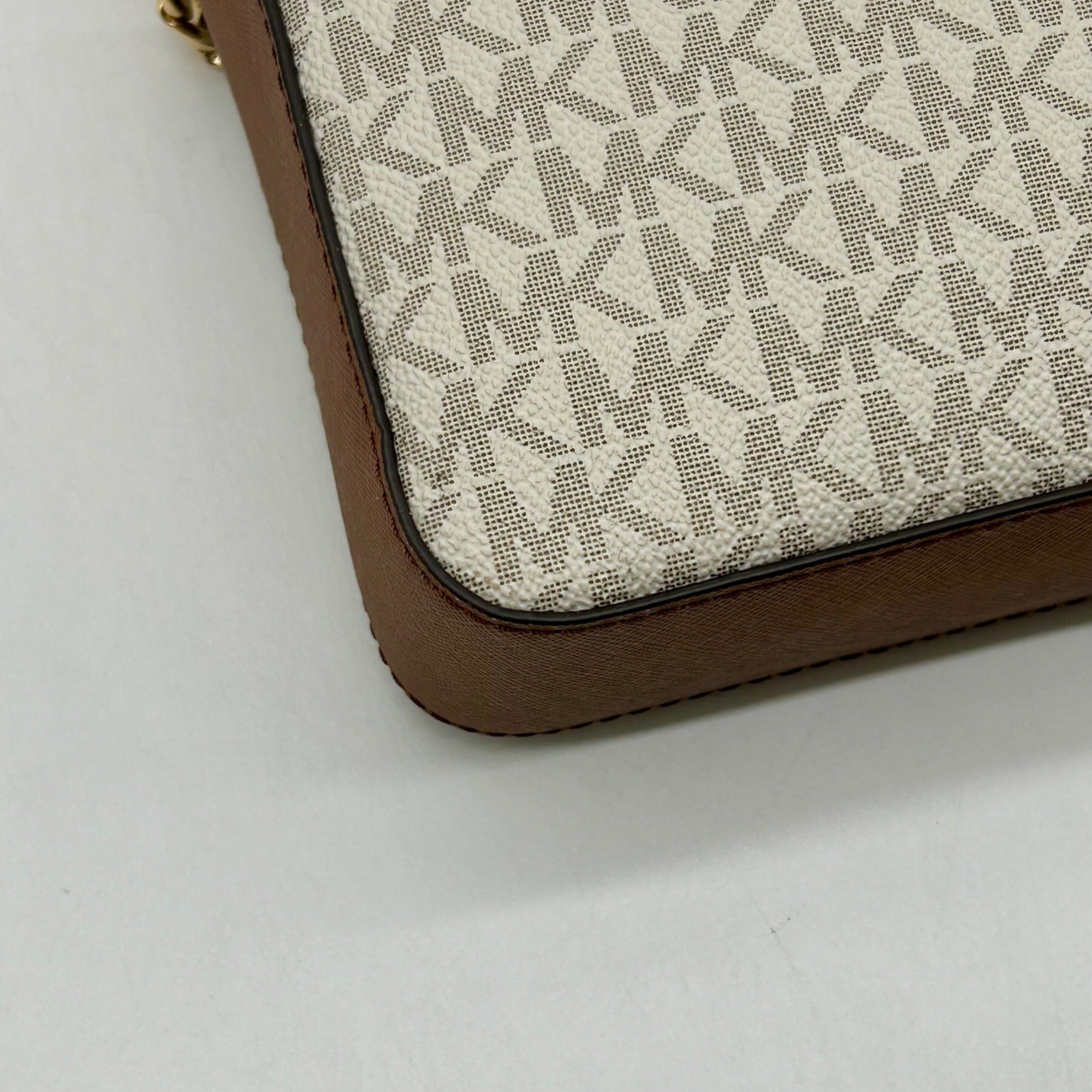 Michael Kors Cream Monogram Coated Canvas Crossbody Bag