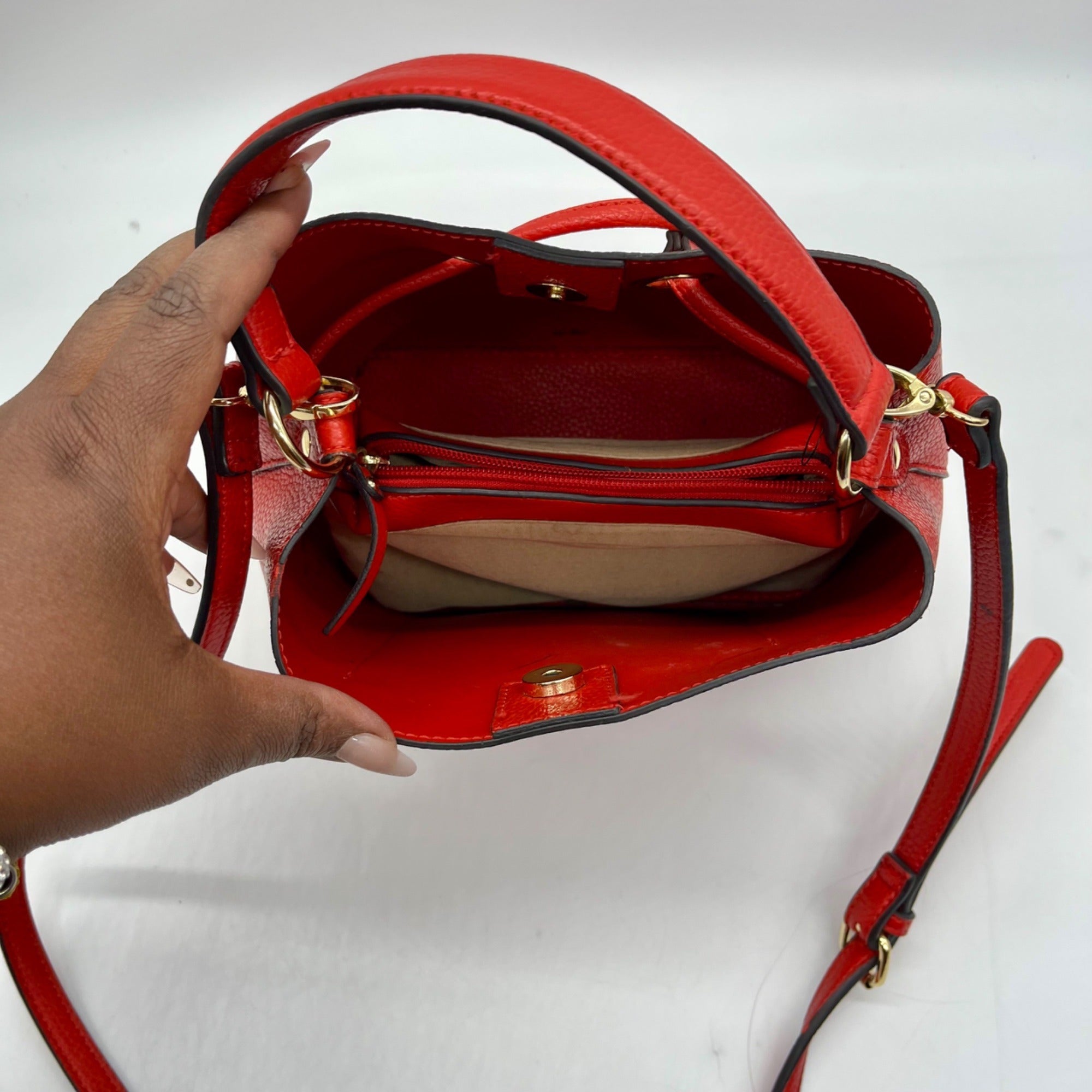 Nanette Lepore Red Drawstring Crossbody Bag