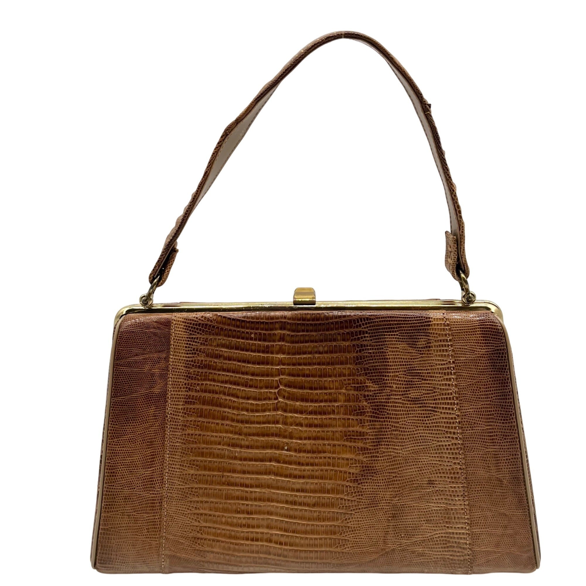 Sterling USA Brown Lizard Embossed Leather Vintage Clutch 