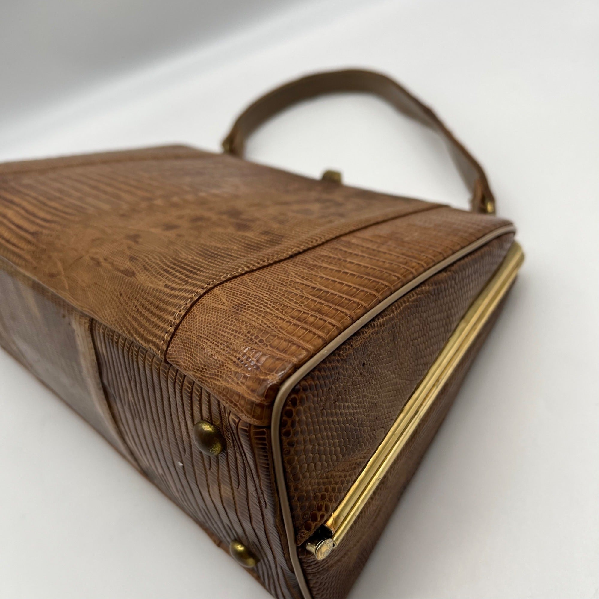 Sterling USA Brown Lizard Embossed Leather Vintage Clutch