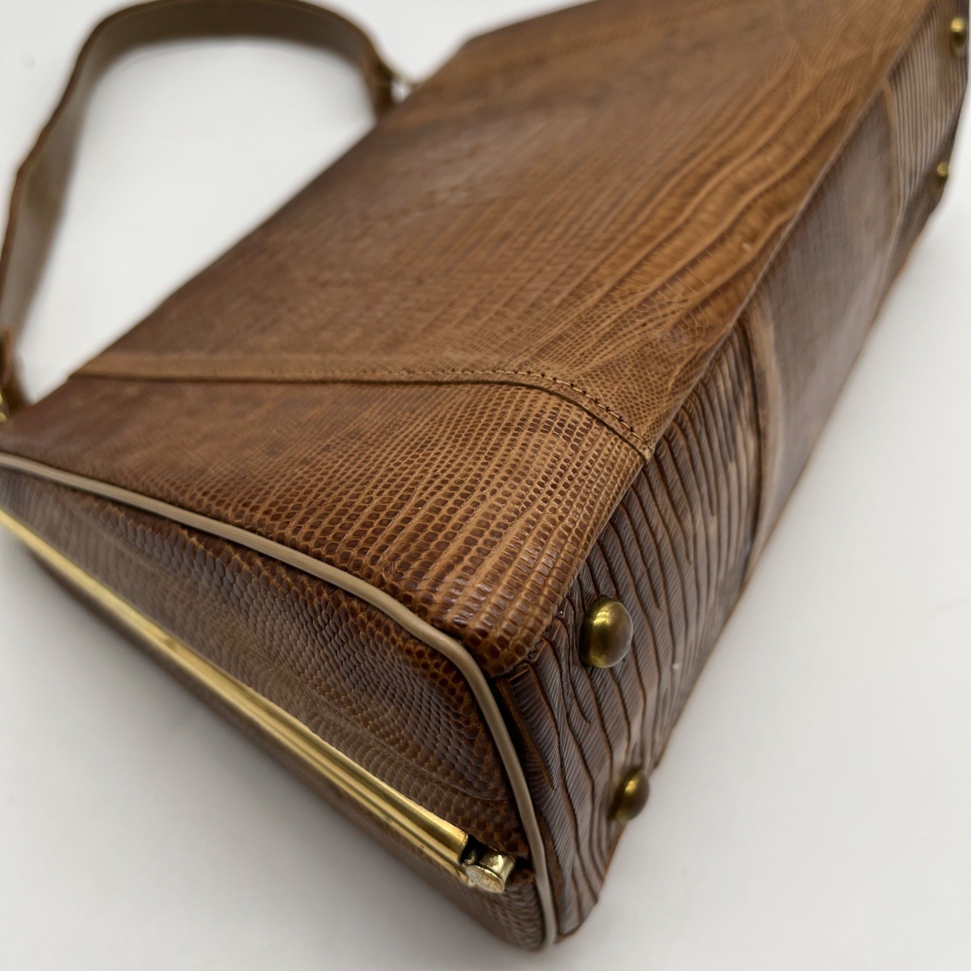 Sterling USA Brown Lizard Embossed Leather Vintage Clutch