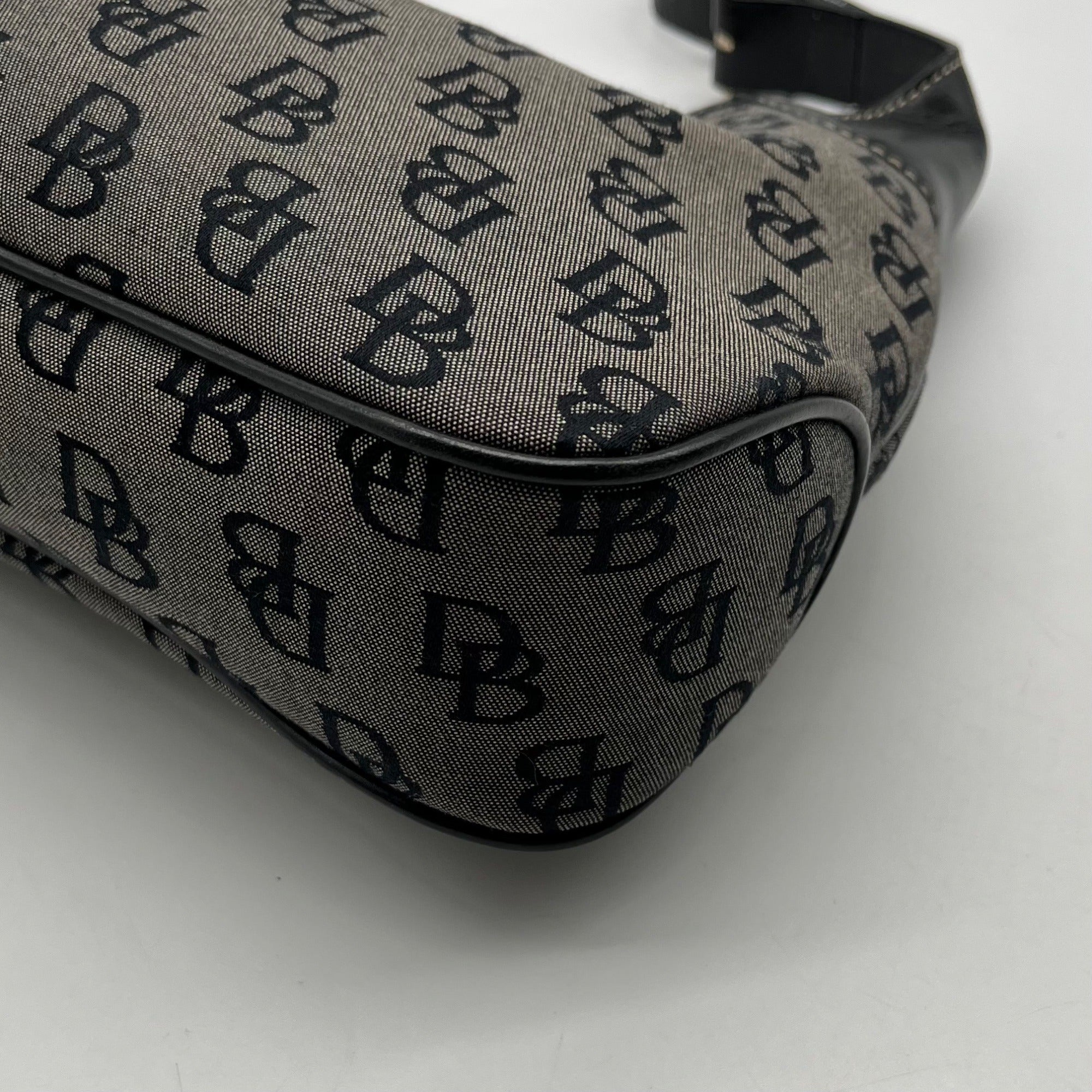 Dooney &amp; Bourke Gray and Black Signature Canvas Shoulder Bag