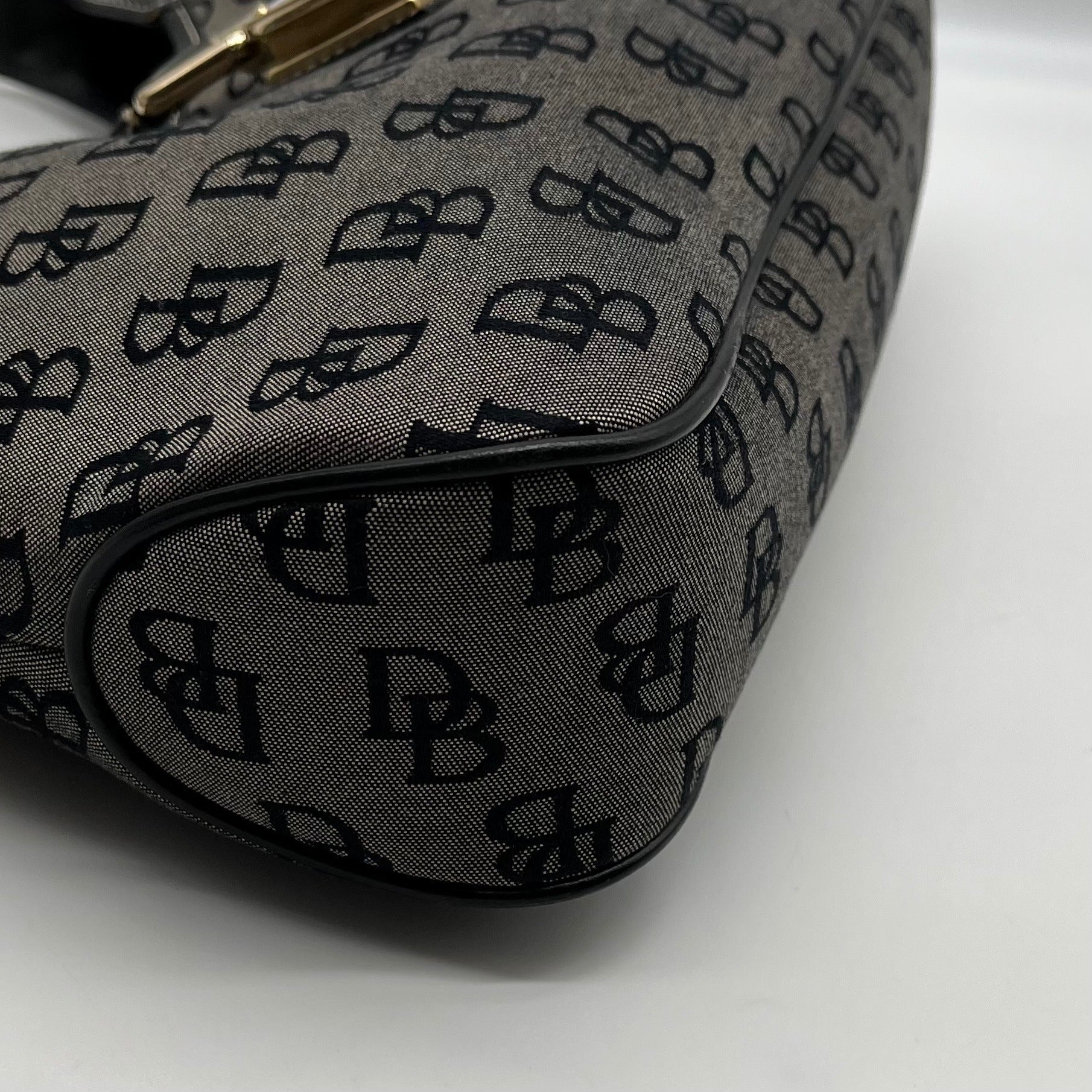 Dooney &amp; Bourke Gray and Black Signature Canvas Shoulder Bag