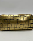 V Italia Gold Croc-Embossed Leather Zip-Around Wallet