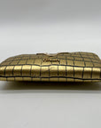 V Italia Gold Croc-Embossed Leather Zip-Around Wallet