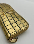 V Italia Gold Croc-Embossed Leather Zip-Around Wallet