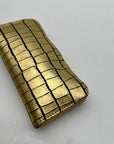 V Italia Gold Croc-Embossed Leather Zip-Around Wallet