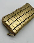 V Italia Gold Croc-Embossed Leather Zip-Around Wallet
