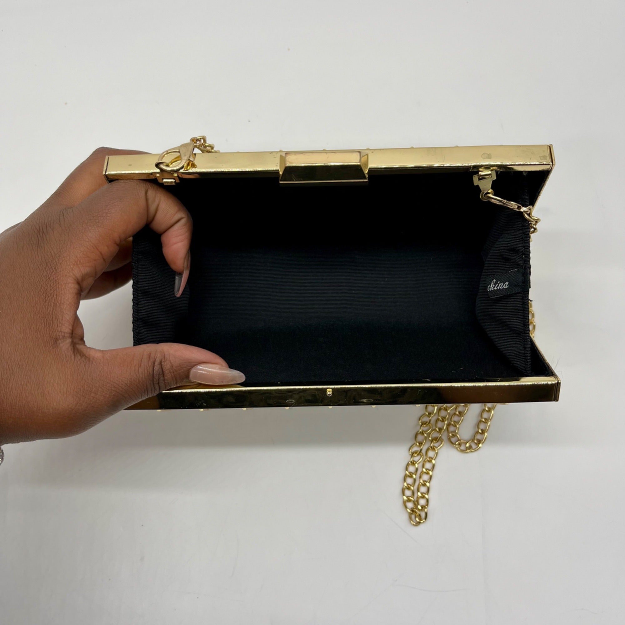 MMS Brands Metallic Gold Evening Clutch Bag