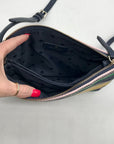 Kate Spade Dark Blue Canvas Jackson Boardwalk Stripe Triple Gusset Crossbody