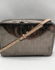 Michael Kors Metallic Gray Monogram Patent Leather Jet Set Crossbody