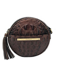 Brahmin Brown Croc Embossed Round Belle Melbourne Crossbody