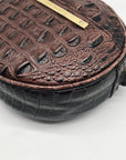 Brahmin Brown Croc Embossed Round Belle Melbourne Crossbody
