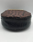 Brahmin Brown Croc Embossed Round Belle Melbourne Crossbody