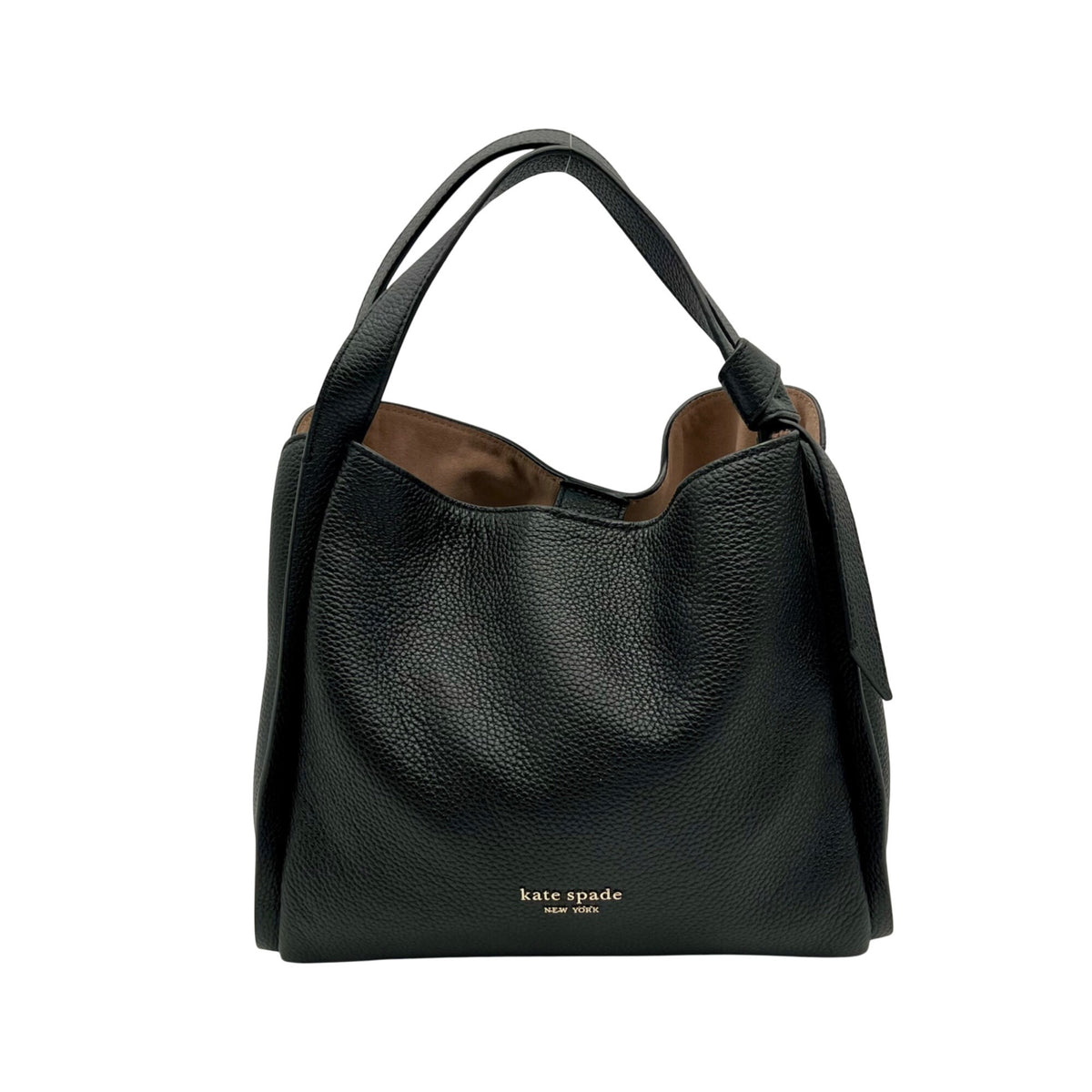 Kate Spade Pebbled Leather Black Knott Medium Tote Bag