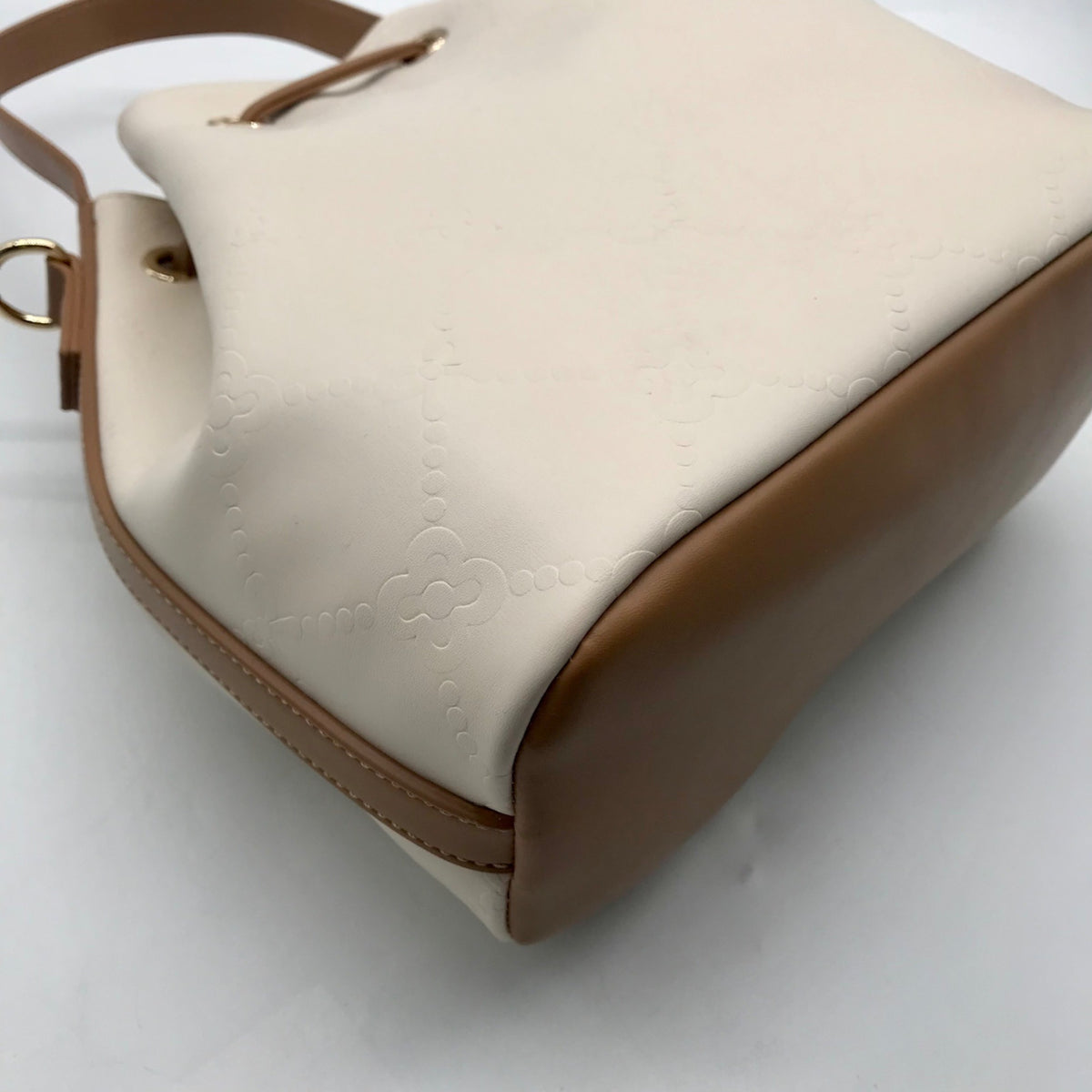 Like Dreams Off White Debossed Faux Leather Bucket Bag