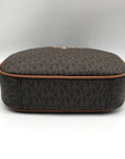Michael Kors Brown Monogram Coated Canvas Jet Set Oval Crossbody