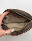 Michael Kors Brown Monogram Coated Canvas Jet Set Oval Crossbody