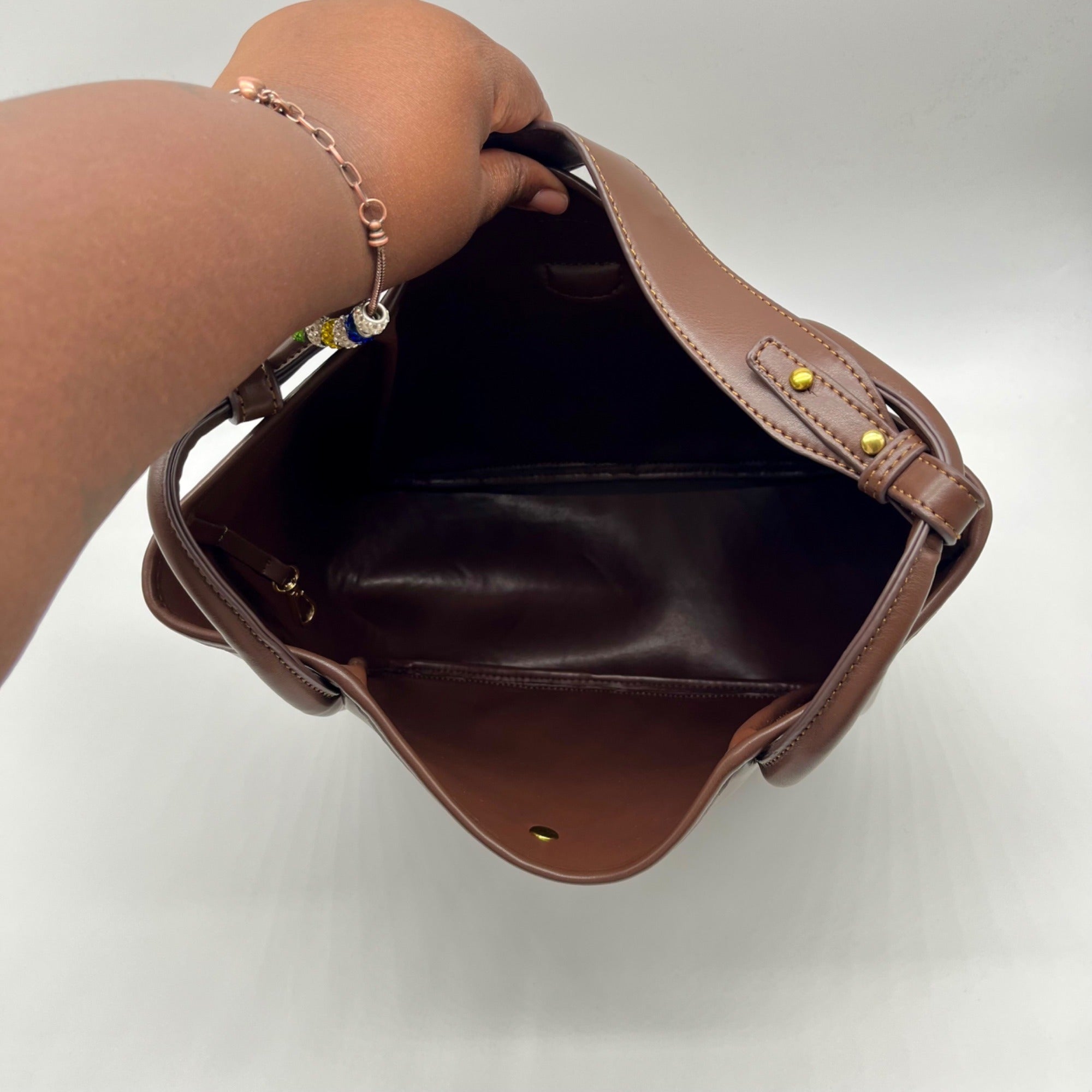 MMS Brands Brown Leather Style Shoulder Bag